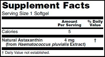 Пищевая ценность Astaxanthin 4 mg Now Пищевая ценность Astaxanthin 4 mg Now