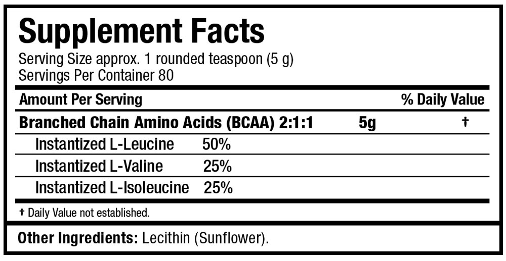 Пищевая ценность BCAA INSTANTIZED 2:1:1 Allmax Nutrition Пищевая ценность BCAA INSTANTIZED 2:1:1 Allmax Nutrition