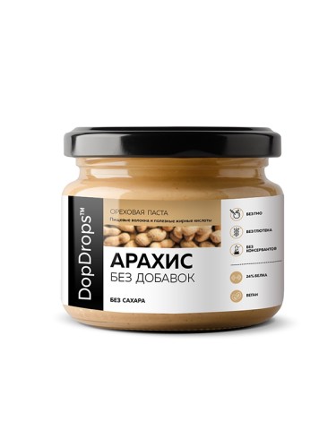 DopDrops Арахисовая паста, 250 g стекло NEW