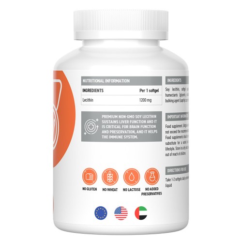 Ultrasupps Lecithin 1200 мг 90 гелевых капсул фото 2