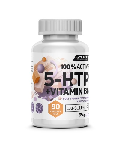 Atlecs 5-HTP + Vitamin B6 / 5-гидрокситриптофан, В6 90 капсул