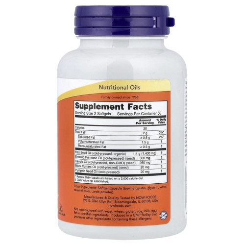 NOW OMEGA 3-6-9 / Омега 3-6-9 1000 мг 100 софтгелей фото 2