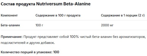 Nutriversum Beta-Alanine 200 гр фото 2