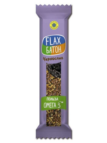 Батончик льняной с фруктами Flax, 30 гр Вкус: Чернослив (срок годности до 18.06.18)