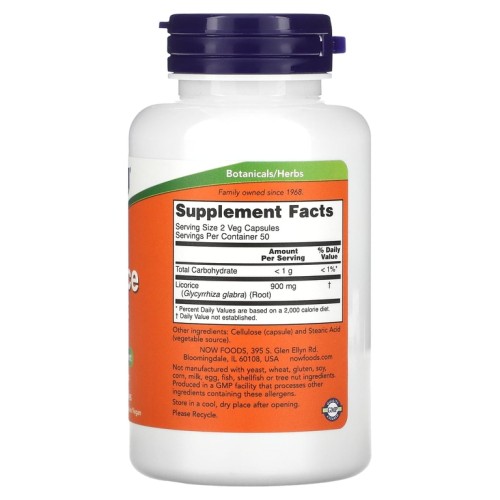 NOW LICORICE ROOT 450mg 100 растительных капсул фото 2