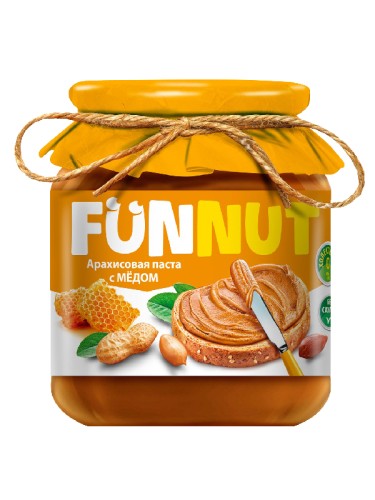 Funnut Арахисовая паста б/масла с медом, 340 гр