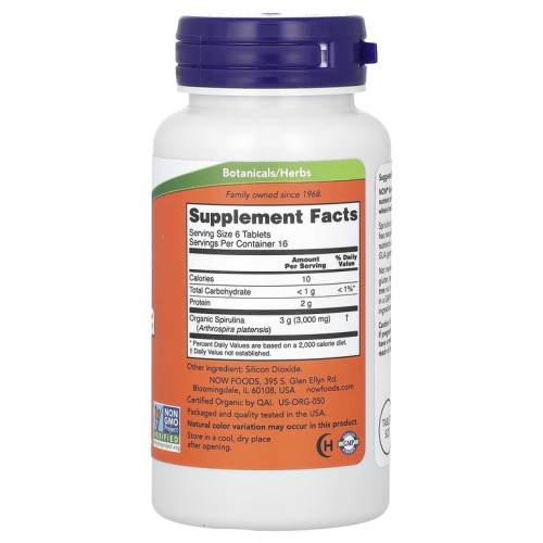 NOW Spirulina 500 мг 100 таблеток фото 2