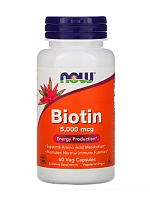 NOW Biotin 5000 mcg, 60 vcaps
