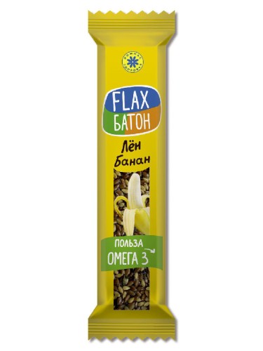 Батончик льняной с фруктами Flax, 30 гр Вкус: Банан (срок годности до 27.01.18)