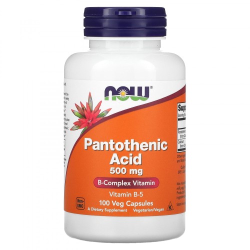 NOW PANTOTHENIC ACID 500mg 100 растительных капсул
