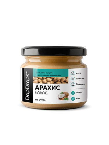 DopDrops Арахисовая паста кокос, 250 гр стекло NEW