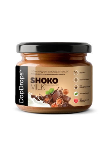 DopDrops Shoko Milk Hazelnut Butter 250 g, стекло NEW