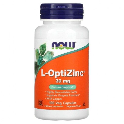 NOW L-OPTIZINC(R) 30mg + COPPER 100 растительных капсул