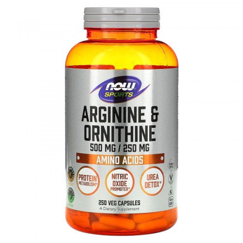 NOW ARGININE/ORNITHINE 250 растительных капсул