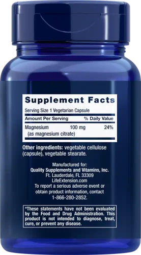 Life Magnesium (Citrate) 100mg 100 растительных капсул фото 2