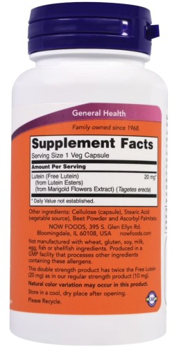NOW LUTEIN 20 MG (FROM ESTERS) 90 капсул фото 2