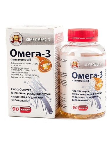 Ruge Omega 3 + Vitamin E, 90 капсул