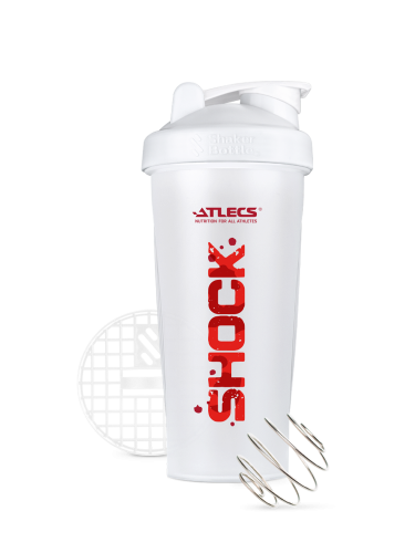 Atlecs Shock Шейкер для спортивного питания C01, 600 мл, белый