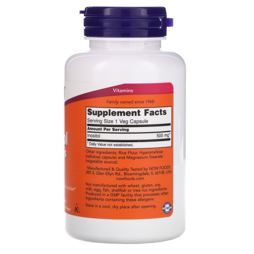 NOW INOSITOL 500mg 100 растительных капсул фото 2
