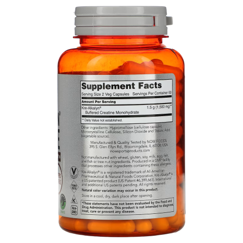 NOW Kre-Alkalyn(R) Creatine 750 mg 120 капсул фото 2