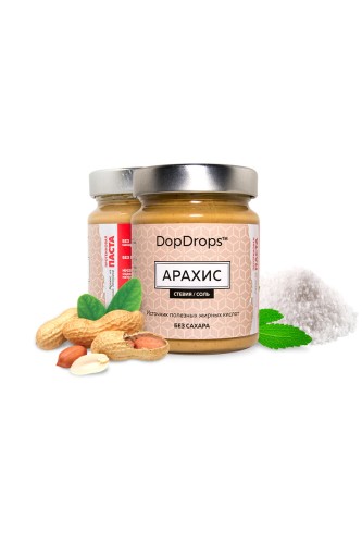 DopDrops Протеиновая арахисовая паста морская соль и стевия, 265 гр, стекло