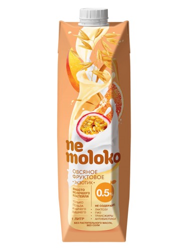 Овсяно-фруктовый безлактозный напиток NEMOLOKO, 1 л, экзотик экстралайт 0,5%