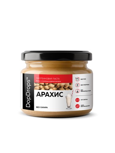 DopDrops Протеиновая арахисовая паста, 250 гр стекло NEW
