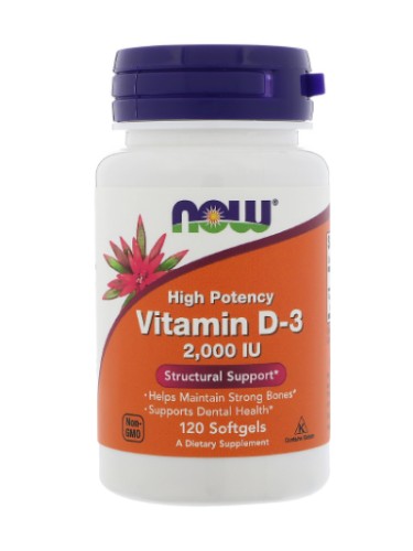 NOW Vitamin D-3 2000 IU, 120 softgels