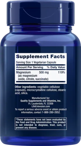 Life Magnesium Caps 500mg 100 растительных капсул фото 2