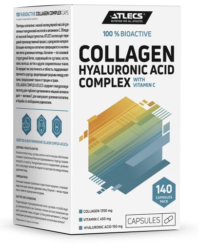 Atlecs Collagen+Vit C+HA, 140 caps, распродажа