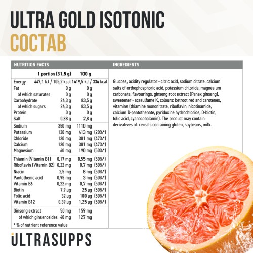 Ultrasupps ISOTONIC with Ginseng Extract 500 гр фото 2