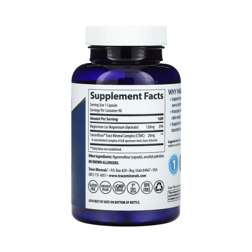 Trace Magnesium Glycinate (BisGlycinate) 120 мг 90 капсул фото 3