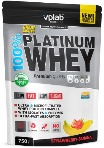 VP 100% Platinum Whey, 750 гр., вкус: клубника банан, дефект упаковки
