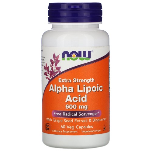 NOW ALPHA LIPOIC ACID 600mg 60 растительных капсул
